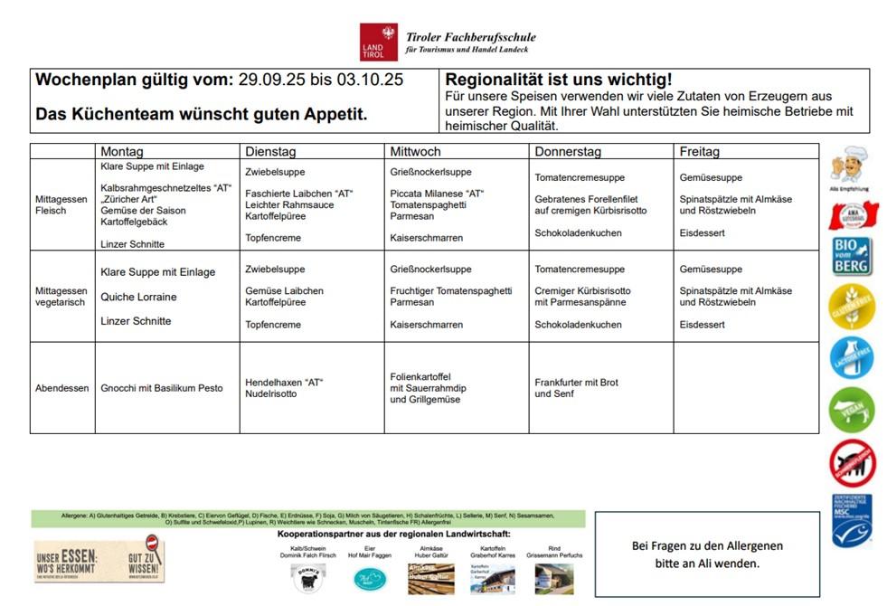 Menüplan Woche 4